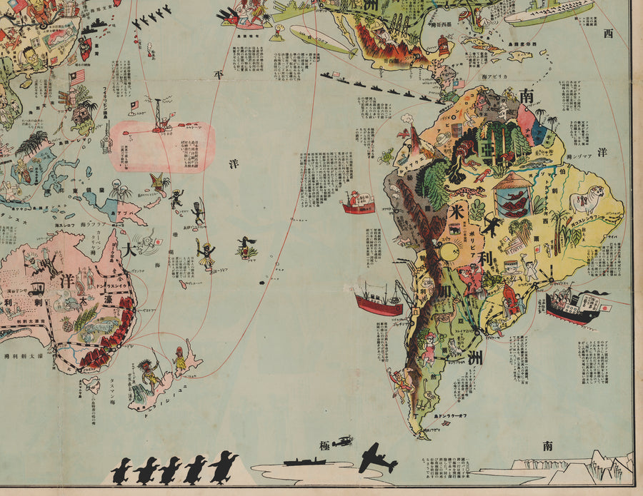 1934 Cartoon Map of the World Situation