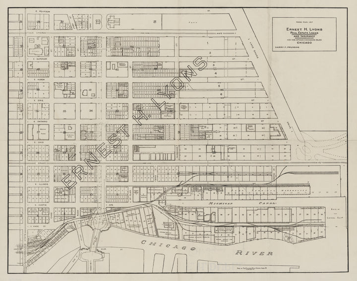 Chicago, Streeterville Real Estate Map - Ernest H. Lyons, 1916