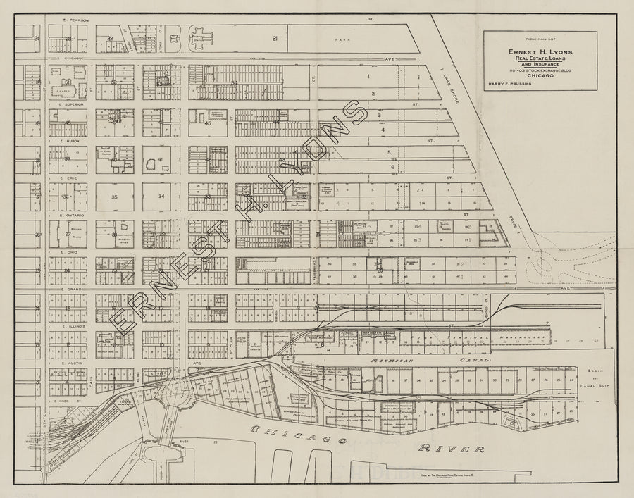 Chicago, Streeterville Real Estate Map - Ernest H. Lyons, 1916