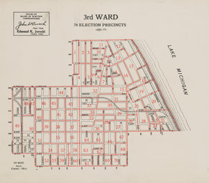 Set of Chicago Election Ward Maps 1st, 3rd, 41st, 43rd, and 44th Wards ...