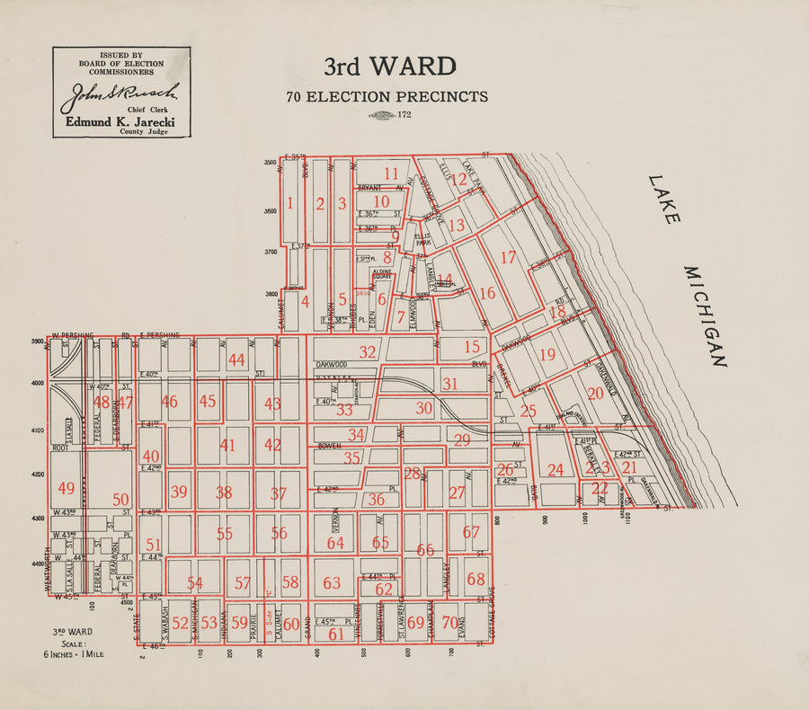 Set of Chicago Election Ward Maps 1st, 3rd, 41st, 43rd, and 44th Wards ...