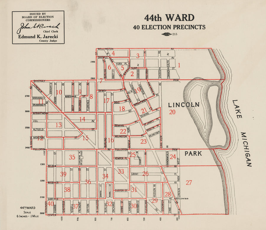 Set of Chicago Election Ward Maps 1st, 3rd, 41st, 43rd, and 44th Wards ...