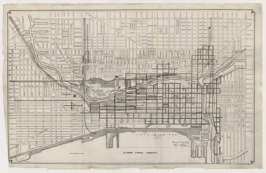 Illinois Tunnel Company Map of Chicago by: George W. Jackson, 1908