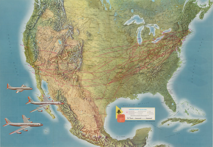 American Airlines System Map (Astrojet) by Rand McNally & Co. 1962 