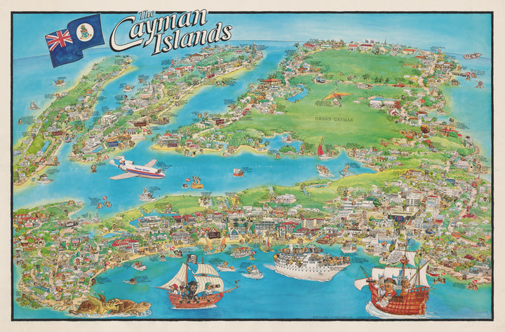 Pictorial Map of The Cayman Islands by: Barbara Spurll, 1985