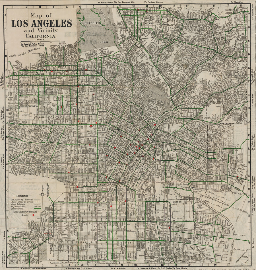 1922 Map of Los Angeles and Vicinity California