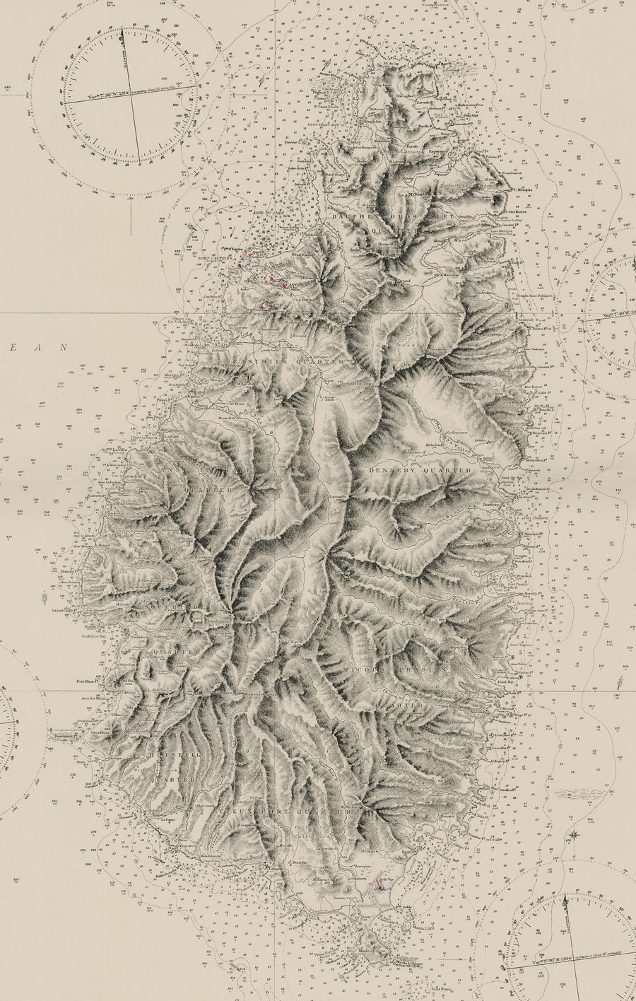 1889 / 1947 St. Lucia Nautical Chart