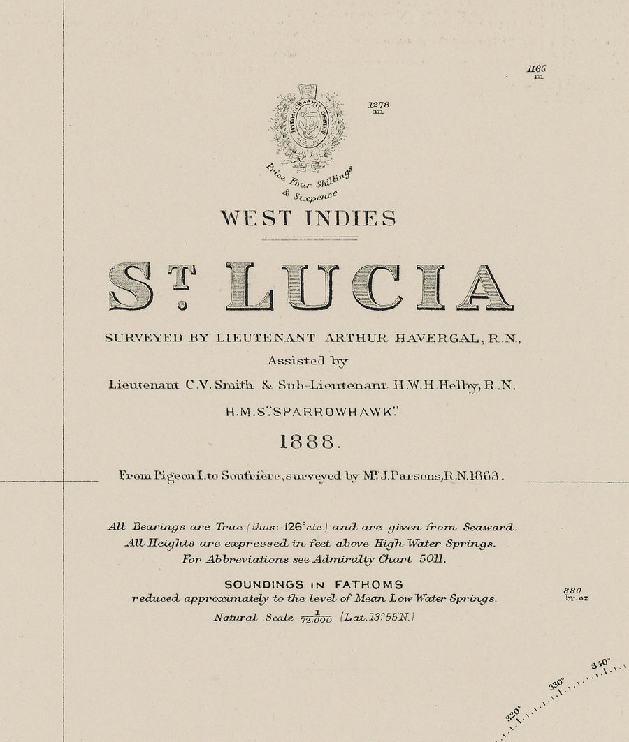 1889 / 1947 St. Lucia Nautical Chart