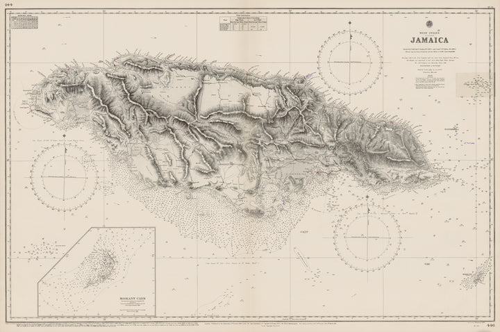 Antique Nautical Chart of Jamaica by: British Admiralty, 1880 / 1915
