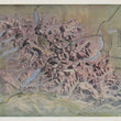 Load image into Gallery viewer, Vintage-style aerial map print of Glacier National Park, showing rugged brown and beige mountain terrain with blue river lines and a small inset map in the upper right.
