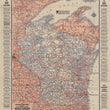 Load image into Gallery viewer, A vintage-style map poster advertising Richman Brothers Clothes, featuring a detailed map of Wisconsin with roads, counties, and promotional text along the sides.
