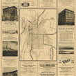 Load image into Gallery viewer, A vintage 1920s city newspaper advertisement page featuring a large central street map of Washington Square Park, surrounded by multiple smaller advertisements for hotels, automobiles, and other local businesses.
