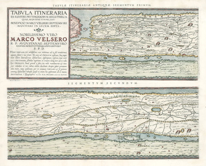 Antique Map of the Roman Empire - The Peutinger Table by: A. Ortelius | Sheet 1