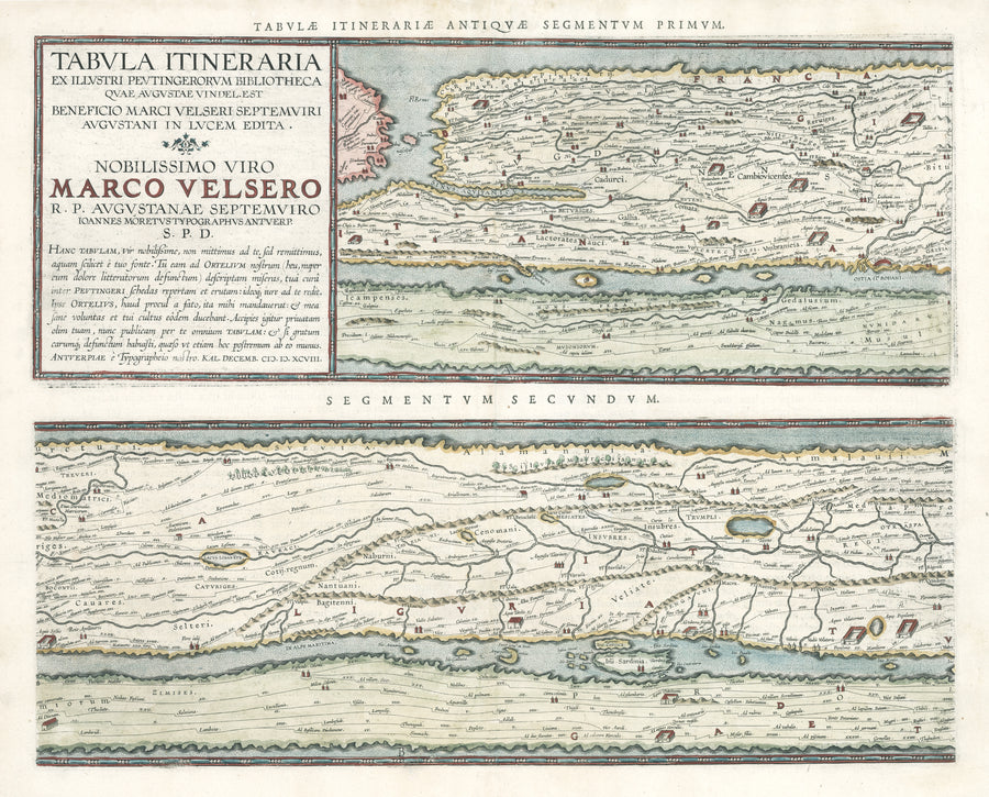 Antique Map of the Roman Empire - The Peutinger Table by: A. Ortelius | Sheet 1