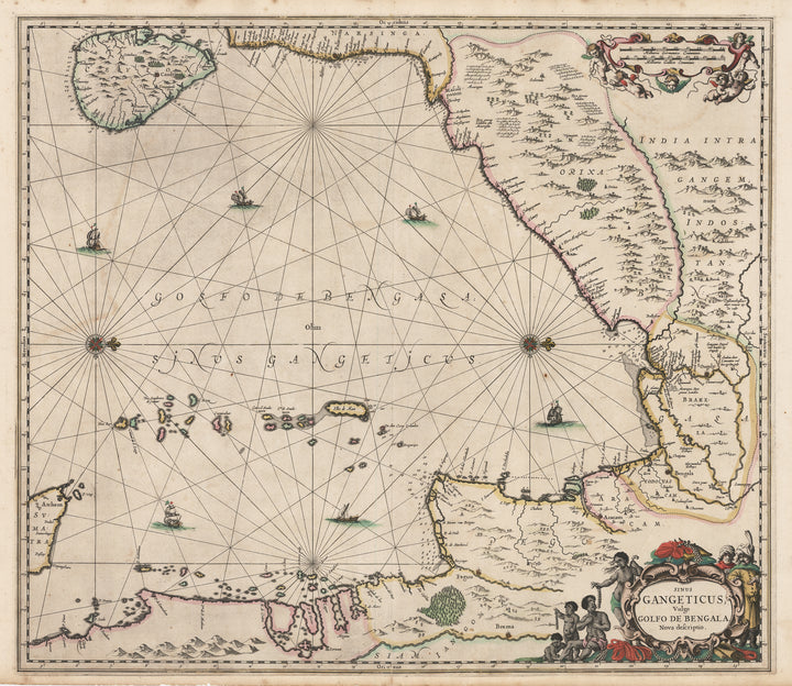 Antique Map of the Indian Ocean: Sinus Gangeticus, Vulgo Golfo de Bengala. Nova descriptio.by Jan Jansson, 1657