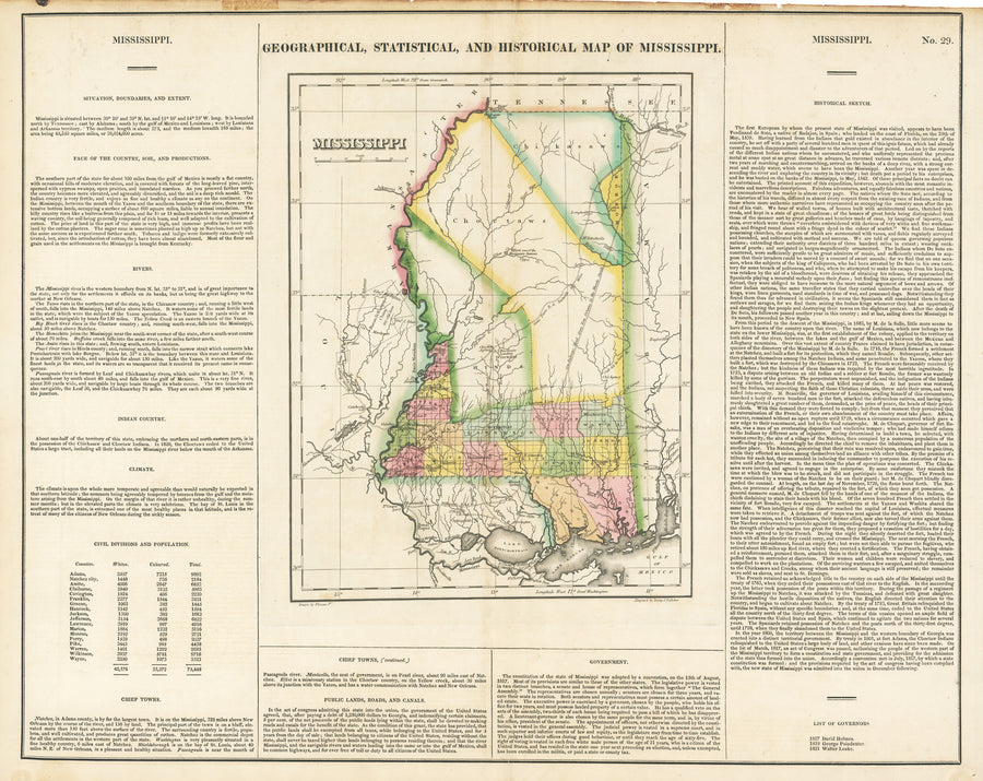 1822 Graphical, Statistical, and Historical Map of Mississippi