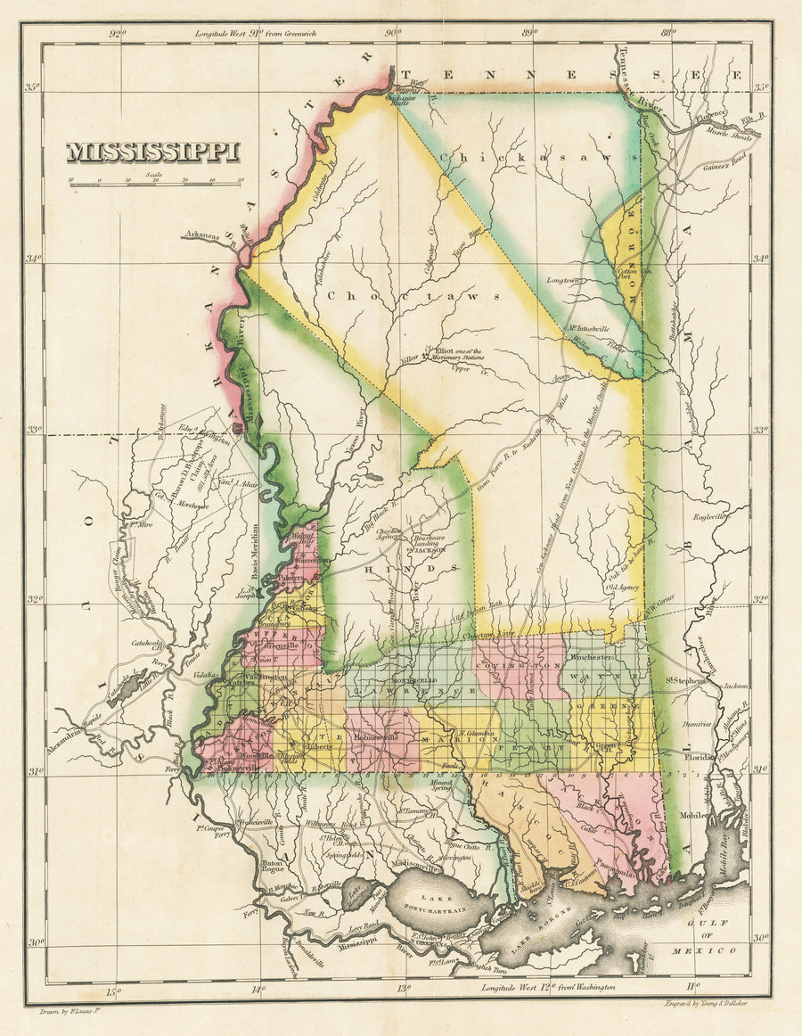 1822 Graphical, Statistical, and Historical Map of Mississippi
