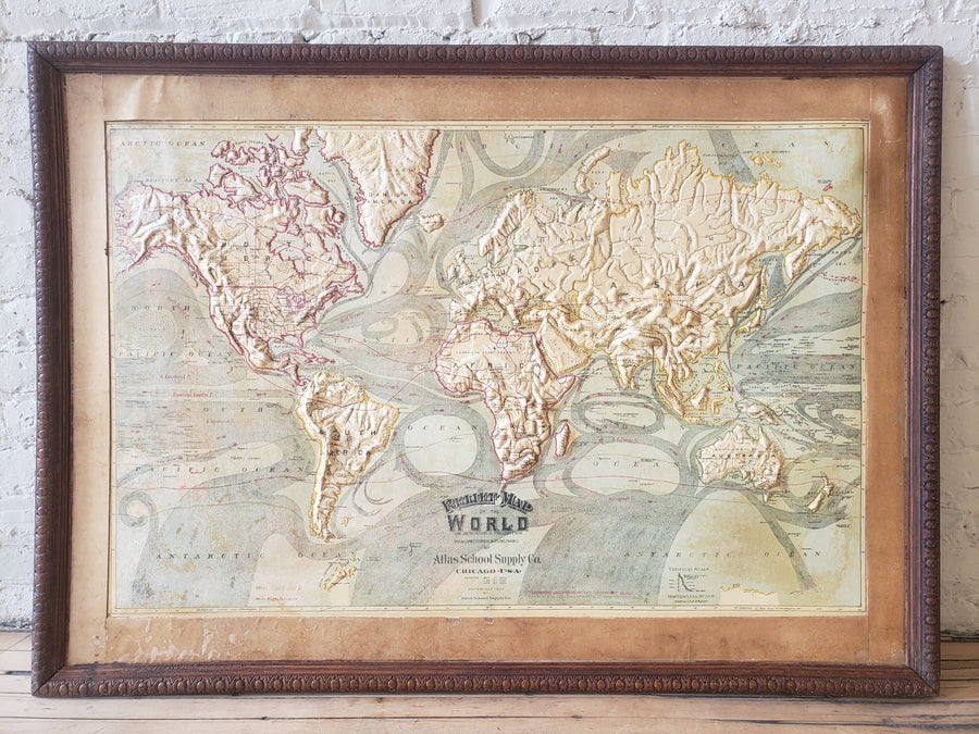 1892 / 1907 Relief Map of the World on Mercator's Projection