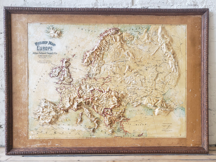 1892 / 1907 Relief Map of Europe