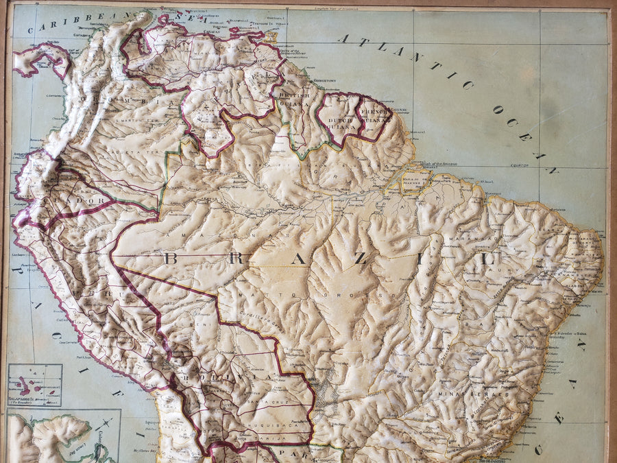 1892 / 1907 Relief Map of South America