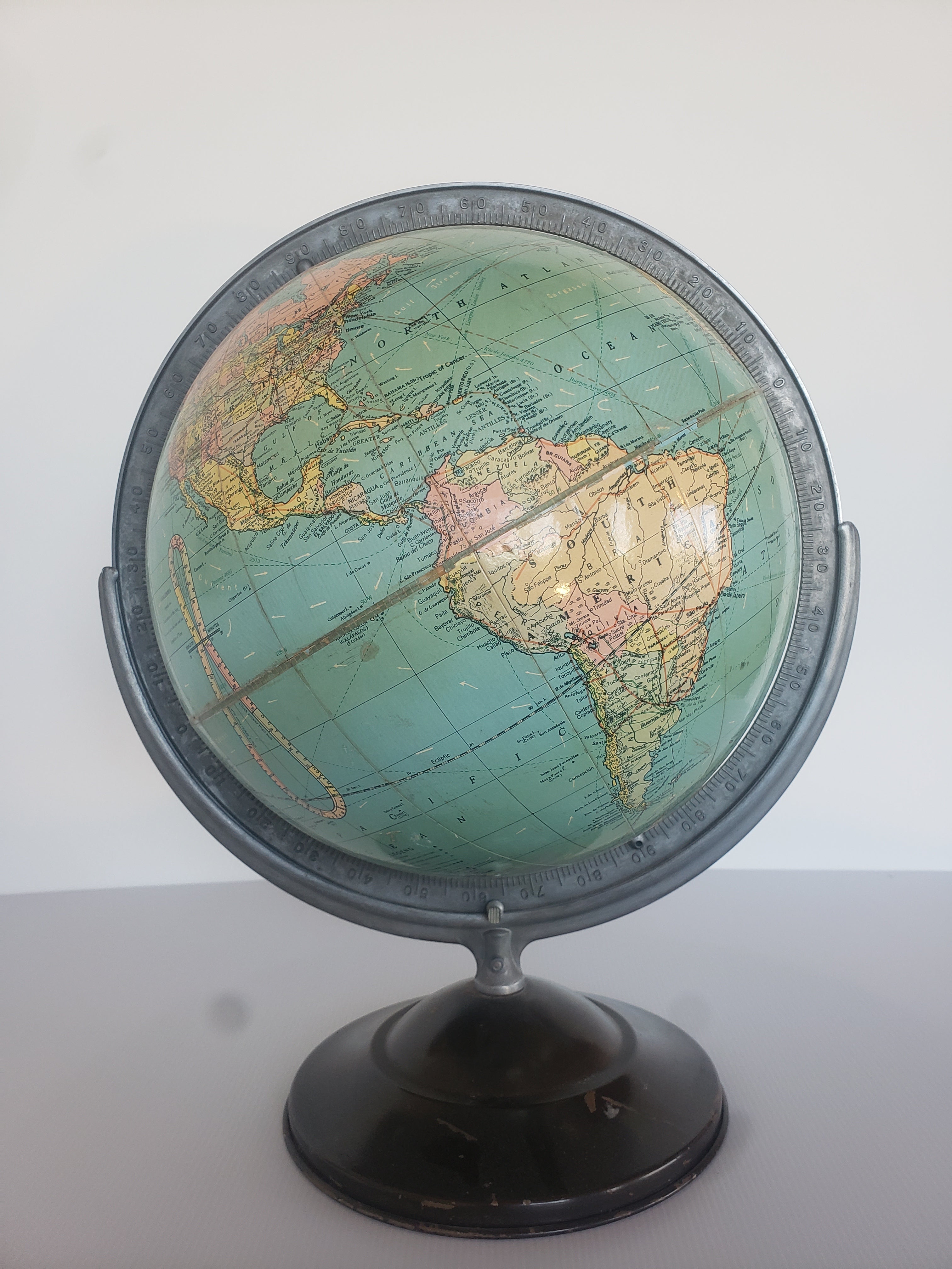 Antique 12 inch Standard Globe by: Replogle, 1938 – New World