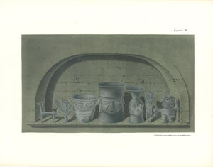 Antique Lithograph Print: Pre-Columbian Prints of Inca Antiquities, 1851, Plate or Lamina IX