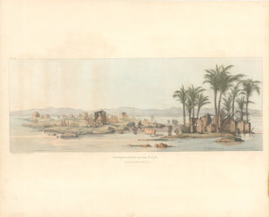 Antique Lithograph Print: Plates Illustrative of the researches and operations of G. Belzoni in Egypt and Nubia By Giovanni Belzoni, 1st edition 1820 - Overflowing of the Nile, Plate 26