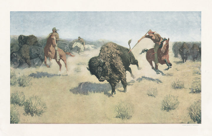 The Buffalo Runners by: Frederic Remington, 1906 - Original Print