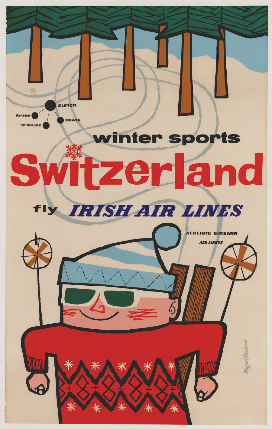 1950s Winter Sports Switzerland Irish Air Lines
