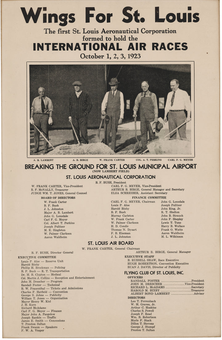 Wings for St. Louis - International Air Races poster.