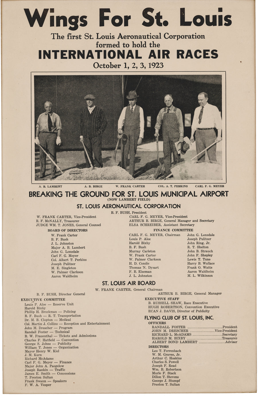 Wings for St. Louis - International Air Races poster.