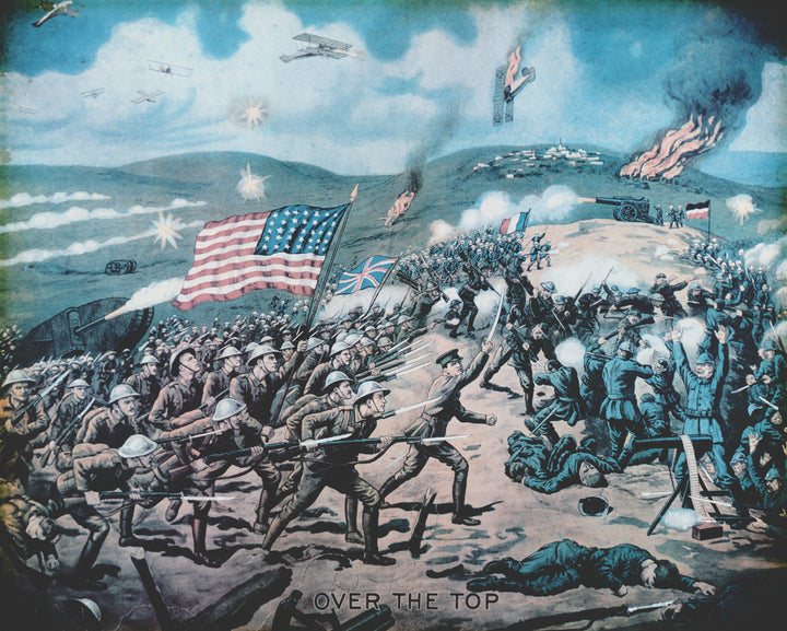 WWI Propaganda Poster: Over the Top by: Sidney H. Riesenberg, 1918