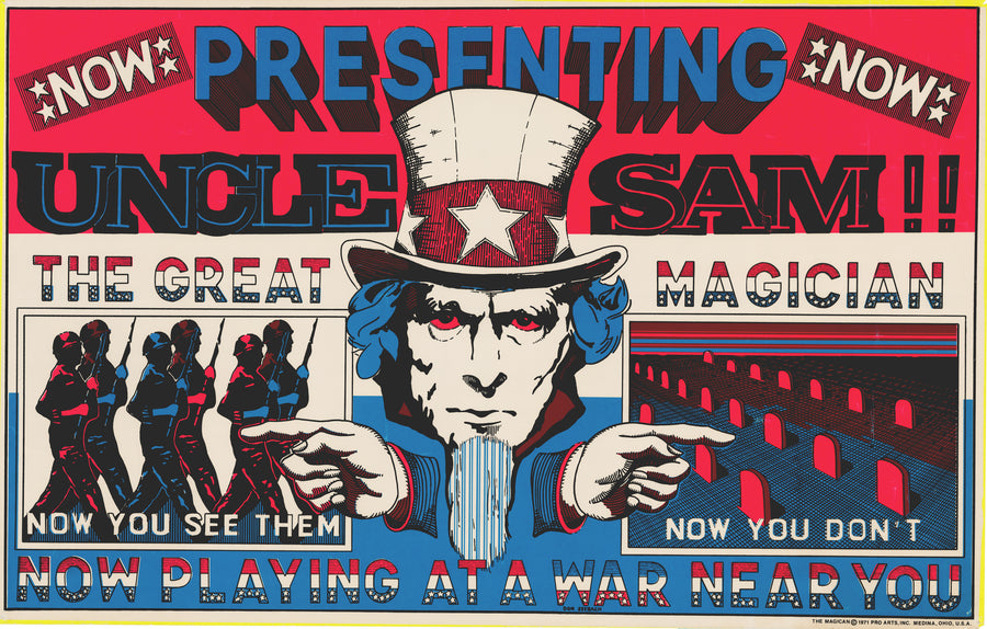 1971 Vietnam War Era Anti-War Propaganda Poster featuring Uncle Sam