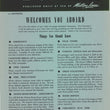 Load image into Gallery viewer, A vintage paper travel card or brochure page from 'The Polynesian,' a daily newsletter aboard Matson Cruiseliners, featuring the welcome message 'WELCOMES YOU ABOARD' with travel instructions, amenity information, and docking information.
