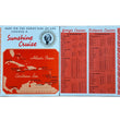 Load image into Gallery viewer, Inside cover of a vintage "Sunshine Cruise" brochure showing itineraries, destinations, prices, and amenities.
