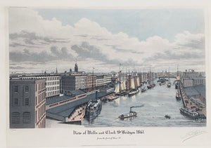 1929 View of Wells and Clark St. Bridges from the foot of River St.