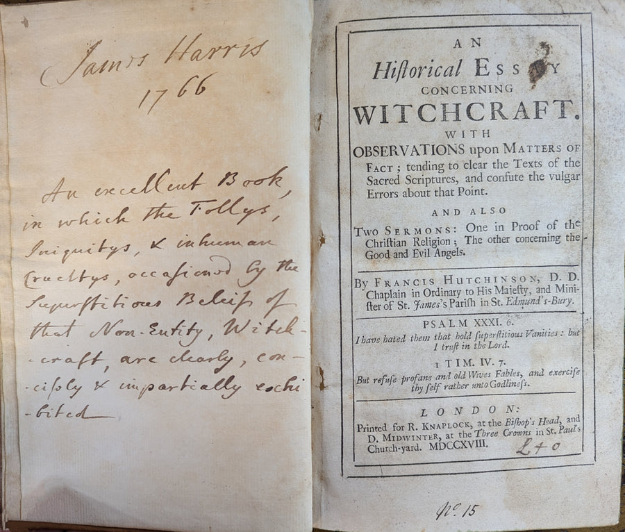 A Historical Essay Concerning Withcraft by Francis Hutchins, 1718