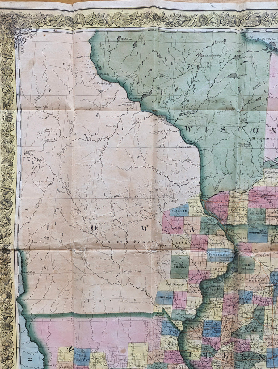 Guide through Ohio, Michigan, Indiana, Illinois, Missouri, Wisconsin & Iowa Showing the township lines of the United States Surveys, Location of Cities, Towns, Villages, Post Hamlets, Canals, Rail and Stage Roads. Map By: J. Calvin Smith  Published By: James H. Colton  Date: 1840