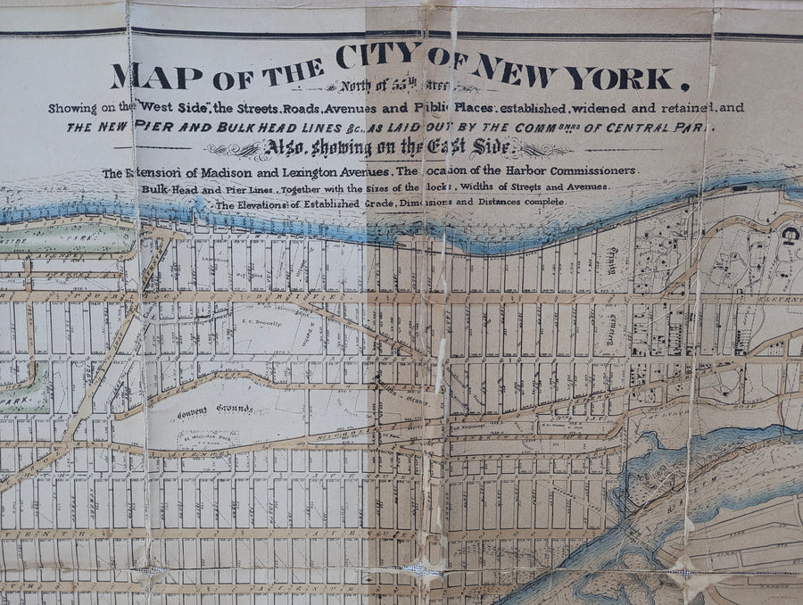 1869 Map of the City of New York North of 55th Street...