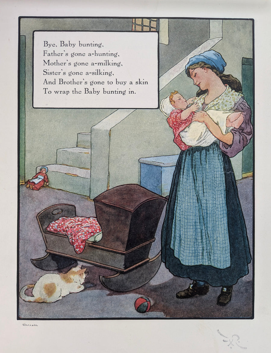 Antique Nursery Rhyme Print "Bye Baby Bunting"