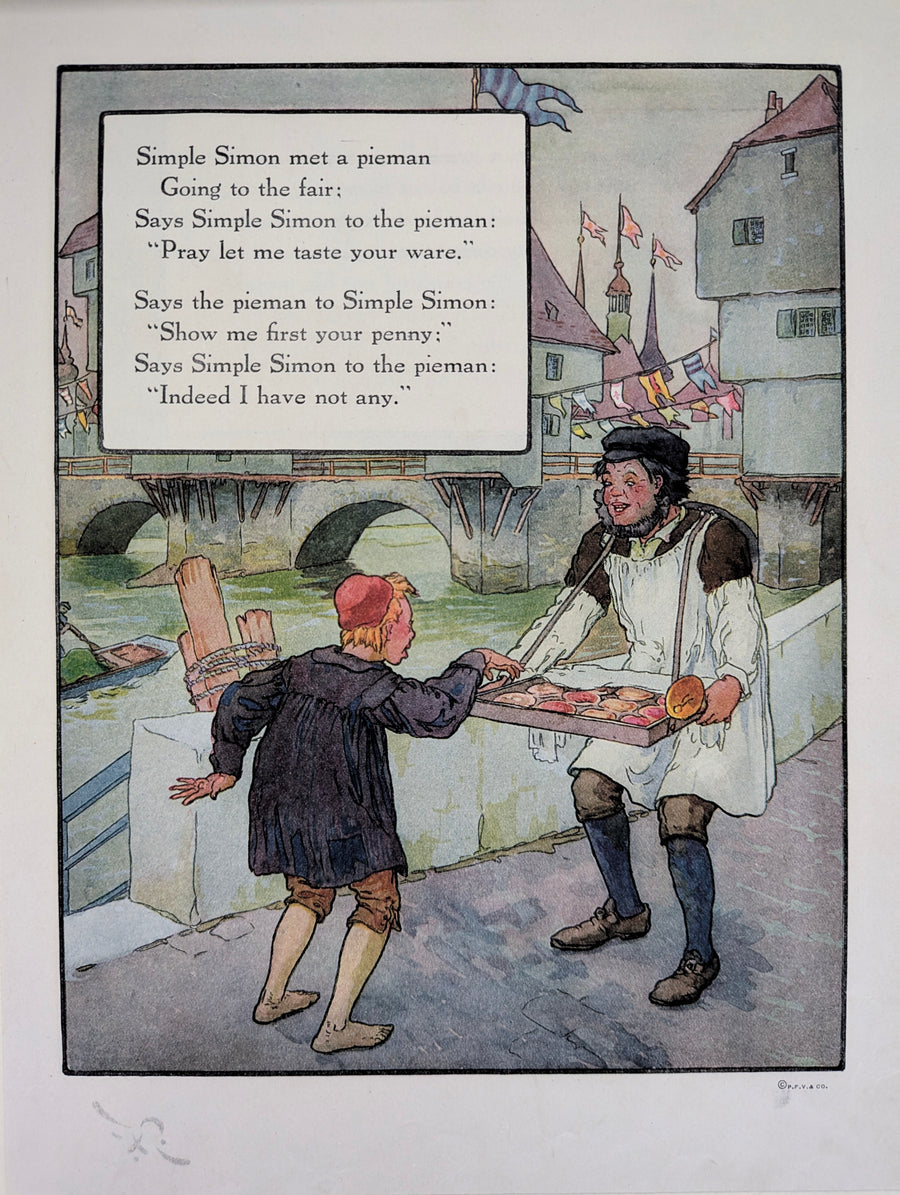 Antique Nursery Rhyme Print "Simple Simon"