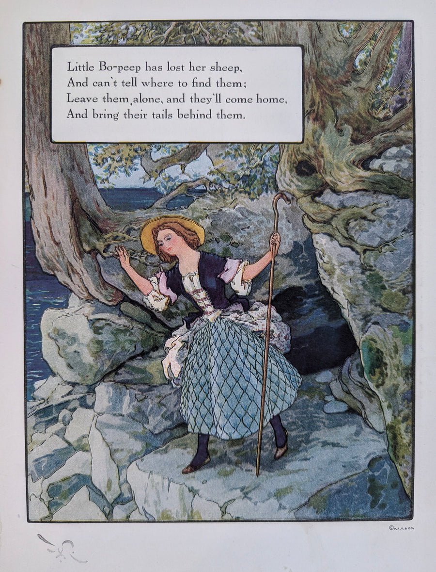 Antique Nursery Rhyme Print "Little Bo Peep"