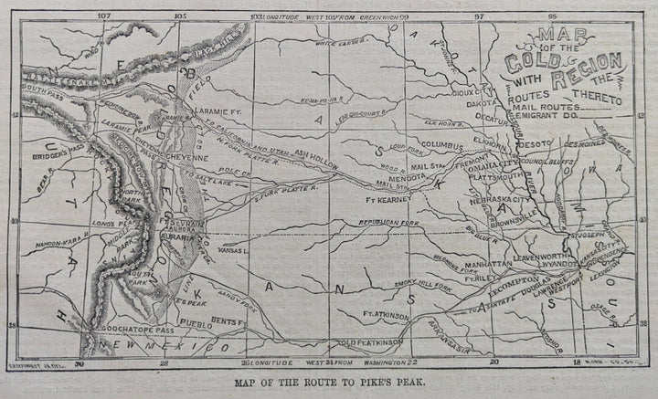 Map of the Gold Region with the Routes Thereto (Pike's Peak), 1859