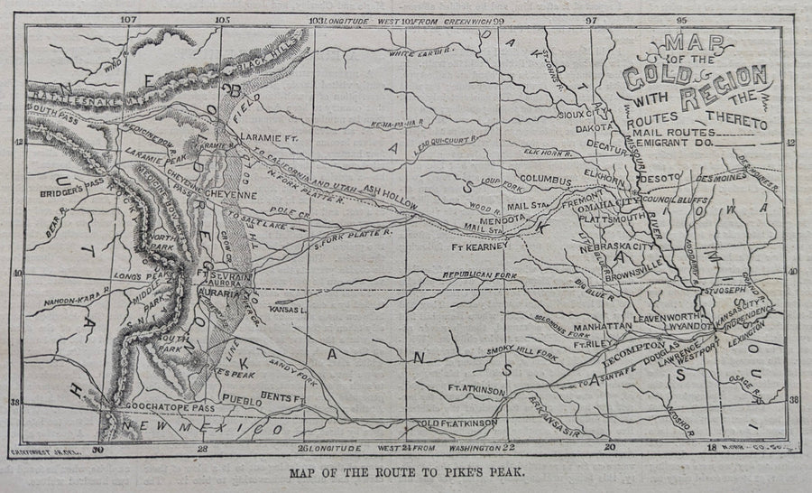 Map of the Gold Region with the Routes Thereto (Pike's Peak), 1859