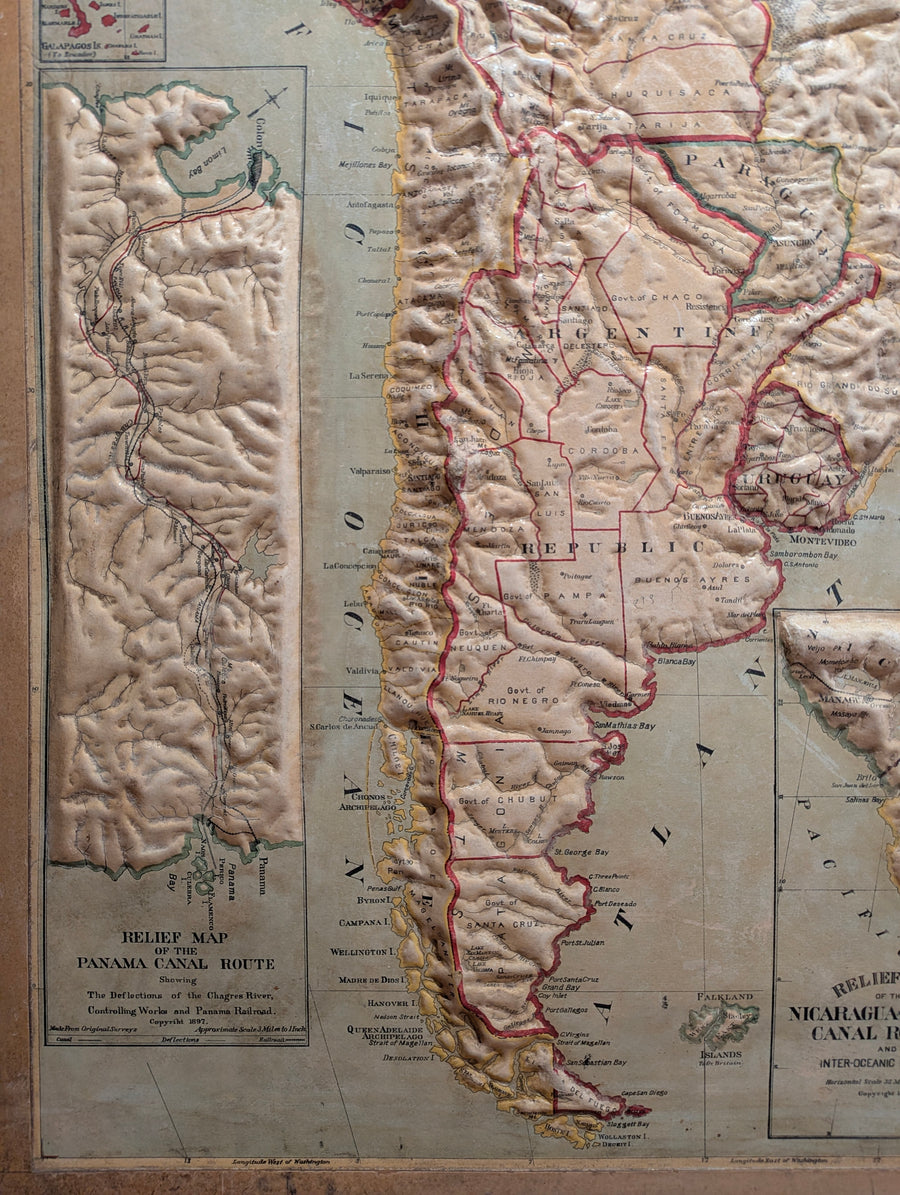 1892 / 1907 Relief Map of South America