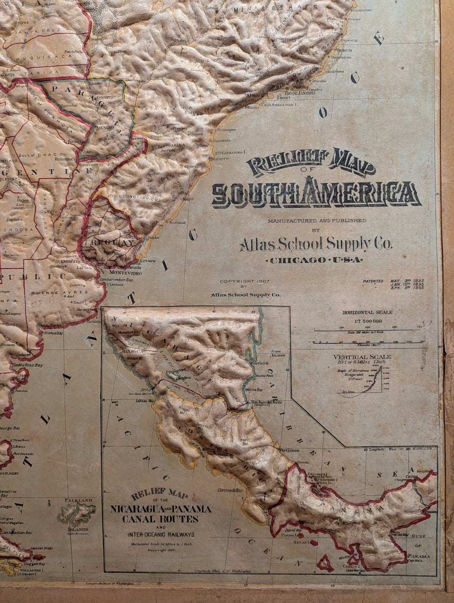 1892 / 1907 Relief Map of South America