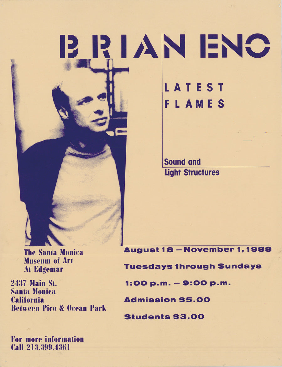 1988 Brian Eno Latest Flames Sound and Light Structures Flyer