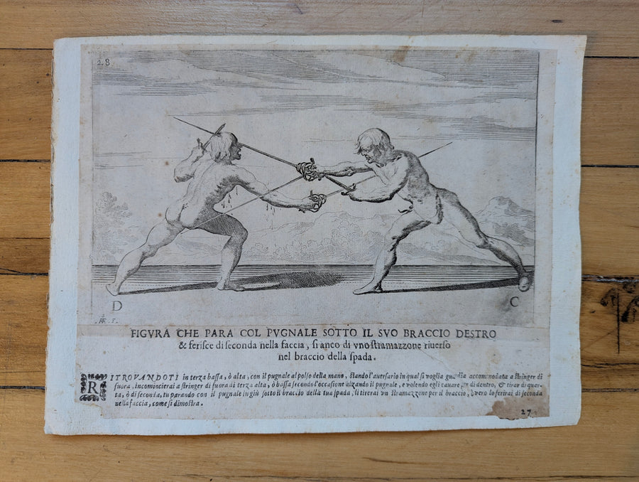 1628 Rapier Prints of Sword-and-Dagger Techniques from Scola, Overo Teatro by Nicoletto Giganti