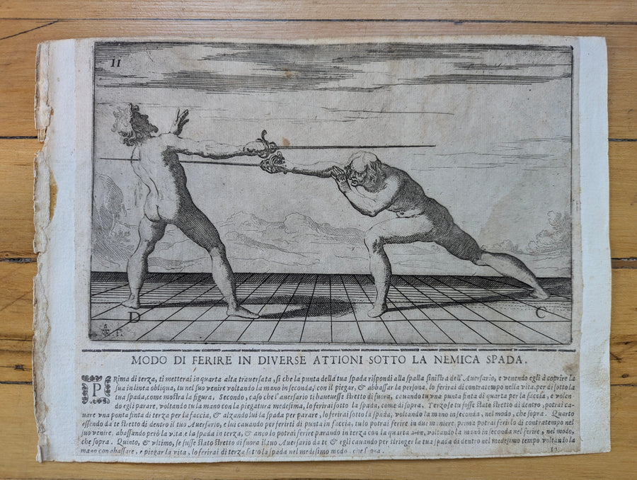 1628 Rapier Prints of Single-Sword Technique from Scola, Overo Teatro by Nicoletto Giganti