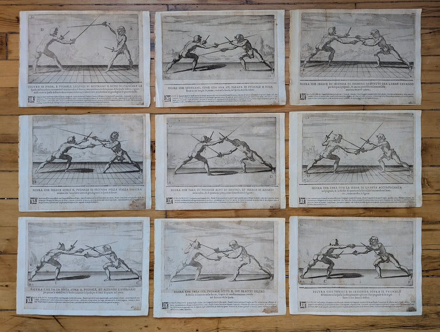 1628 Rapier Prints of Sword-and-Dagger Techniques from Scola, Overo Teatro by Nicoletto Giganti